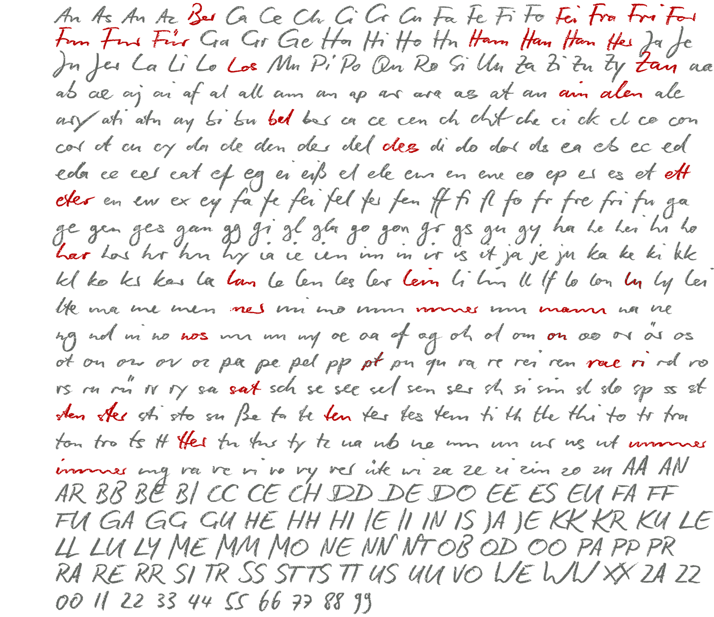 Conte Script ligatures