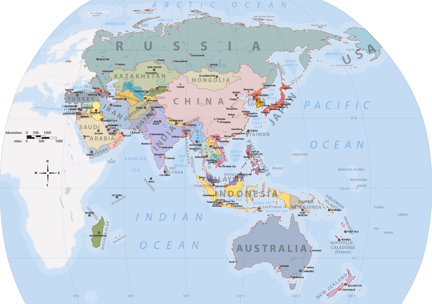 Asia Pacific Region Countries Map 