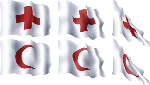 Flagge des Roten Kreuzes und des Roten Halbmonds