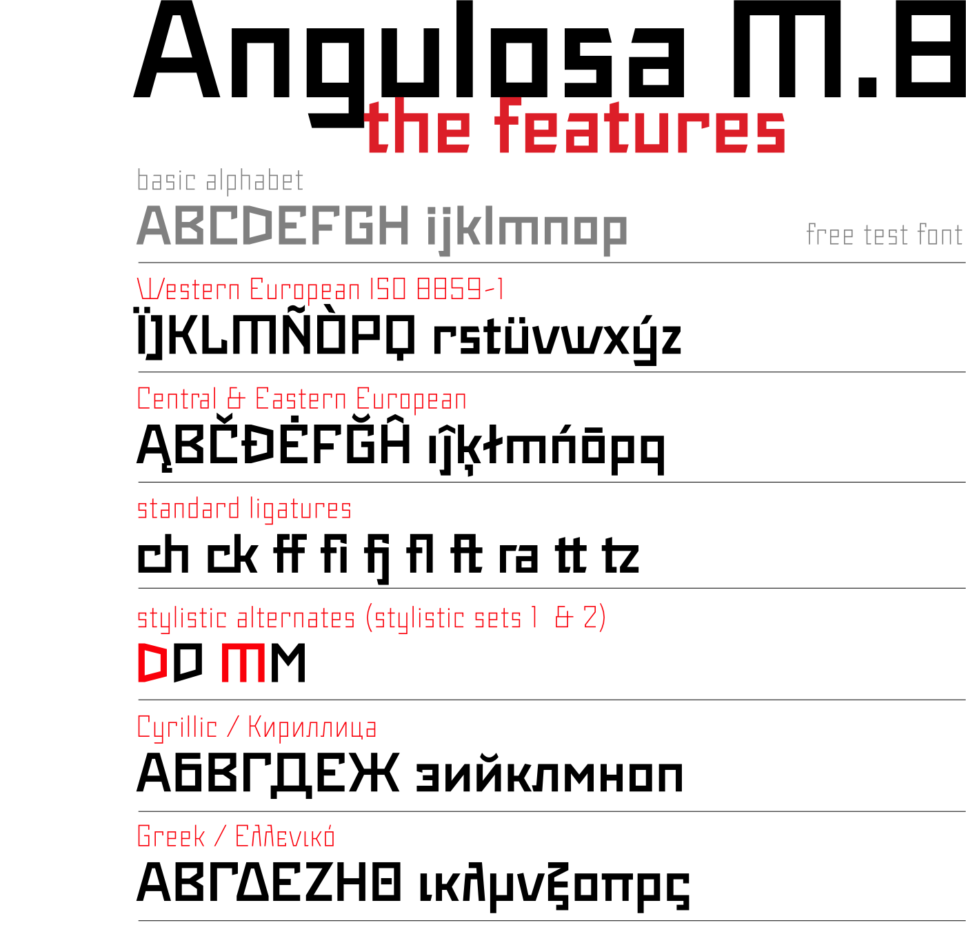Angulosa font features