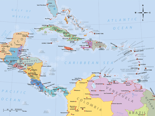 Karte von Mittelamerika